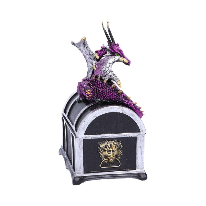 Reptilian Riches Dragon Sitting on a Treasure Chest Storage Box 15cm 4