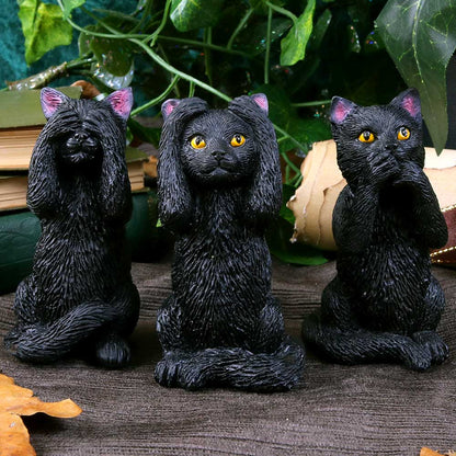 Three Wise Felines Black Cat Figures 8.5cm 10