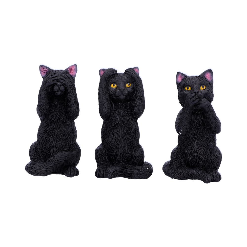 Three Wise Felines Black Cat Figures 8.5cm 1