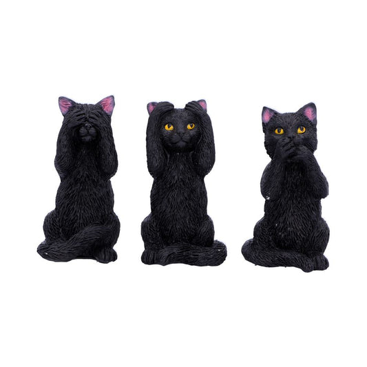 Three Wise Felines Black Cat Figures 8.5cm 1