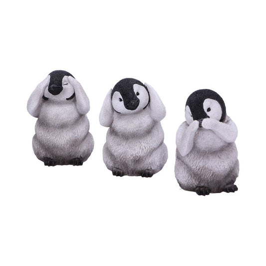 See No Hear Speak Evil Emperor Penguin Chick Figurines Three Wise Penguins 8.7cm 2