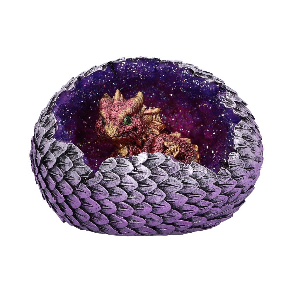 Red Geode Home Glittering Hatchling and Egg Figurine