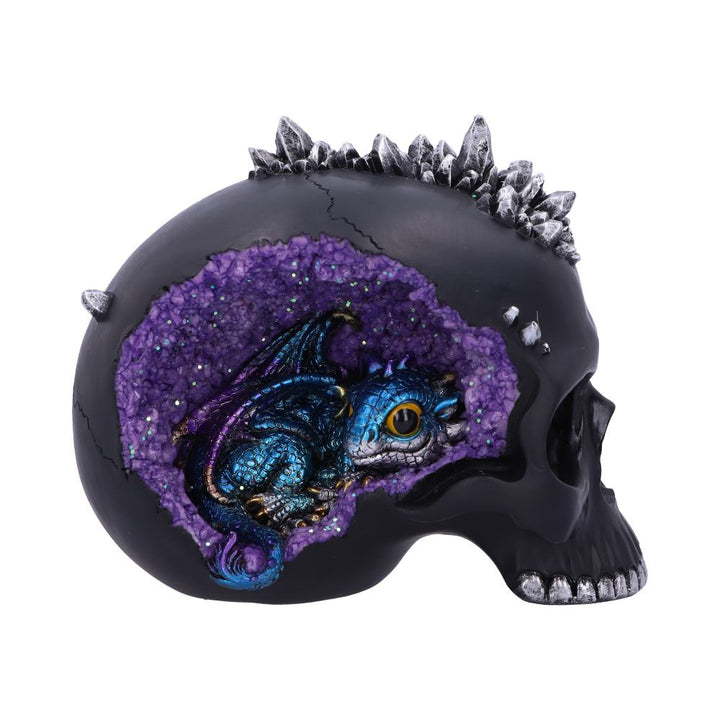 Crystal Cave Small Dragon Hiding within a Skull 16.5cm