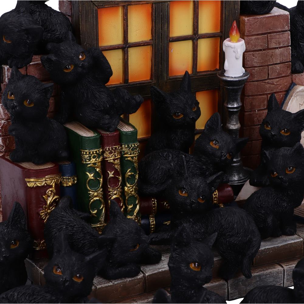 The Witches Litter Display of 36 Black Cat Familiars with a Decorated Stand 24.8cm 5