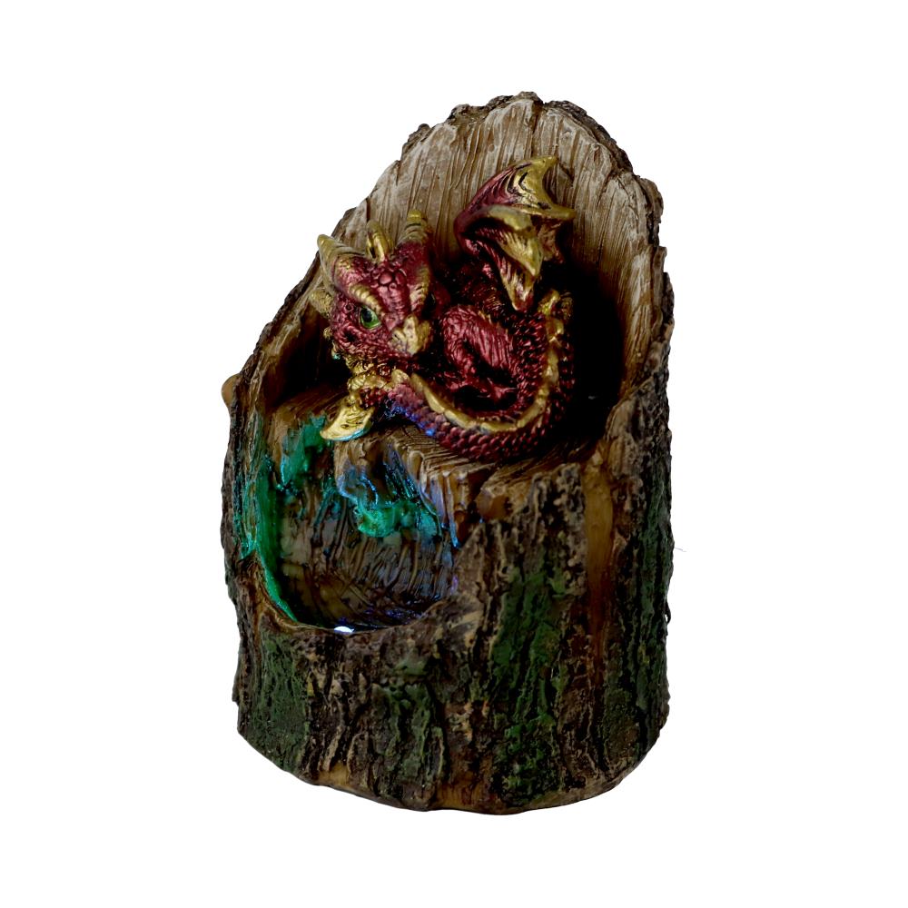 Arboreal Hatchling Red Dragon in Tree Trunk Light Up Figurine 10.8cm 2