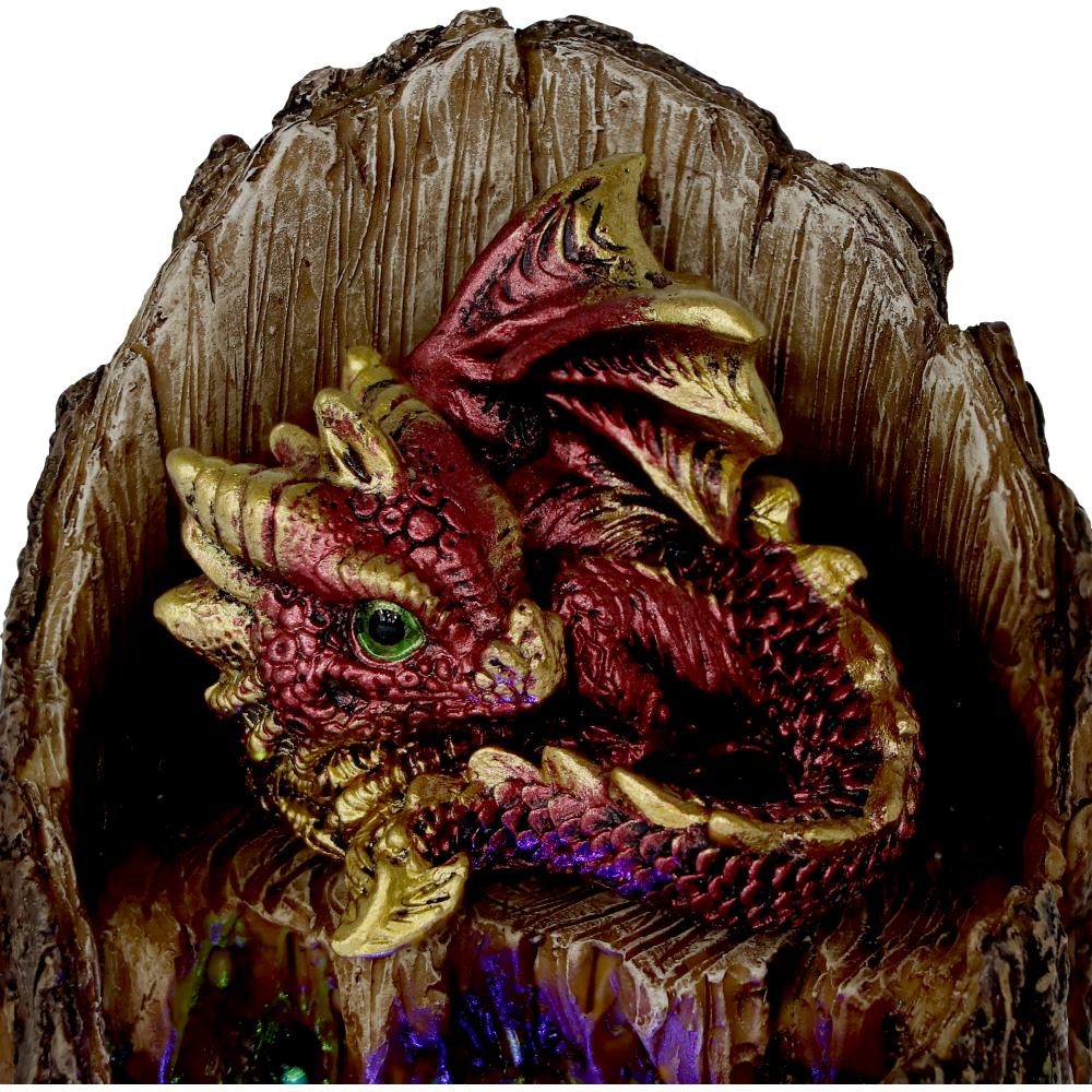 Arboreal Hatchling Red Dragon in Tree Trunk Light Up Figurine 10.8cm 5