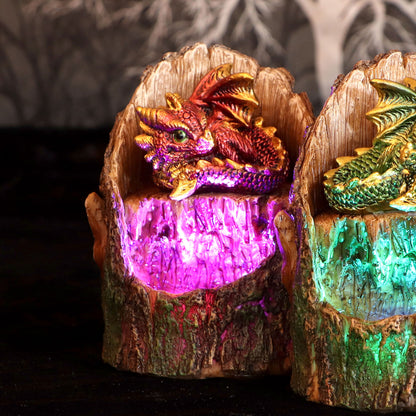 Arboreal Hatchling Red Dragon in Tree Trunk Light Up Figurine 10.8cm 7