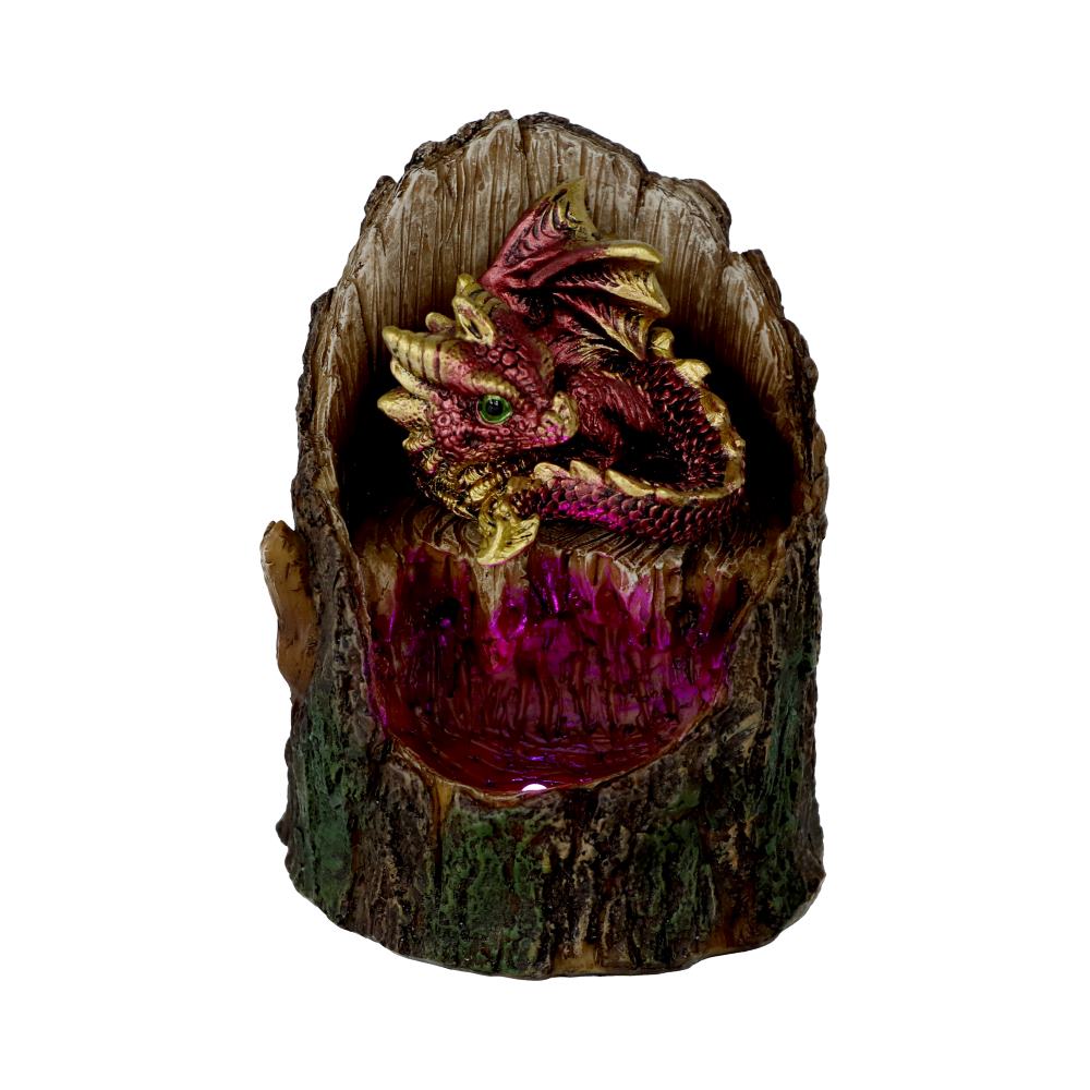 Arboreal Hatchling Red Dragon in Tree Trunk Light Up Figurine 10.8cm 1