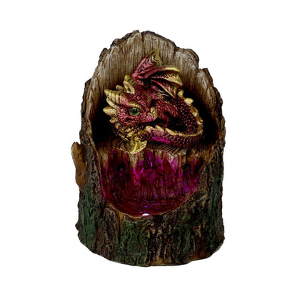 Arboreal Hatchling Red Dragon in Tree Trunk Light Up Figurine 10.8cm 1