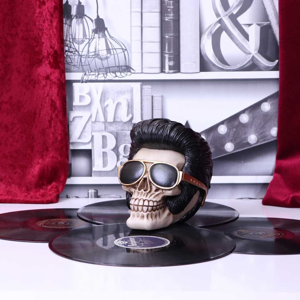 Uh Huh The King Elvis Skull Figurine 17cm 7