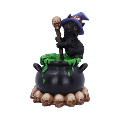 Spook Witches Familiar Black Cat and Bubbling Cauldron Figurine 12cm 1
