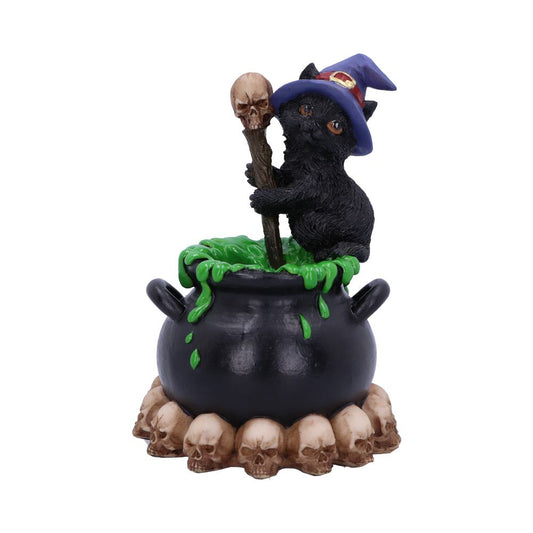 Spook Witches Familiar Black Cat and Bubbling Cauldron Figurine 12cm 1