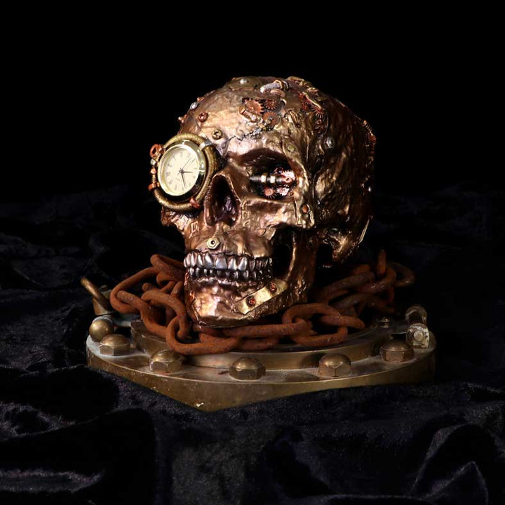 Bronze Scrapped Skull Steampunk Scrap Skeleton Figurine 19cm