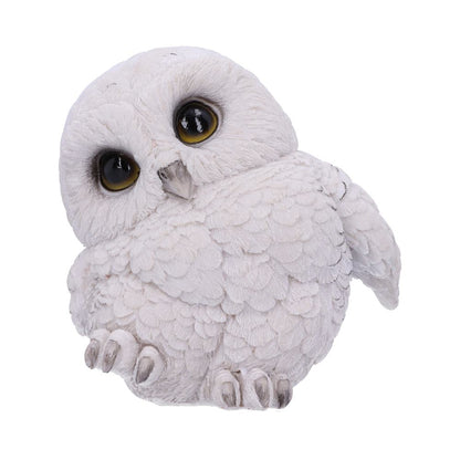 Feathers Cute Round Snowy Owl Figurine 12.5cm White Resin Statue 1