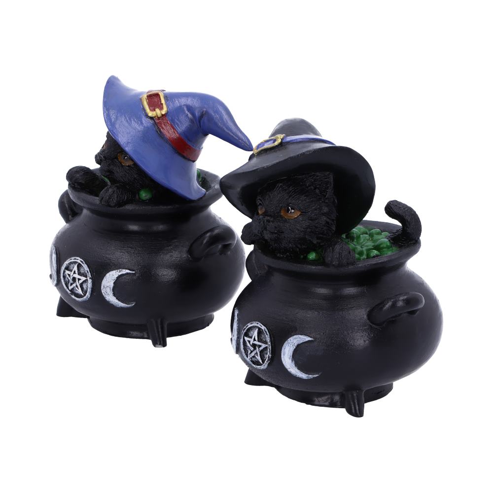 Hubble and Bubble Witches Familiar Black Cat Cauldron Figurines 8cm 2