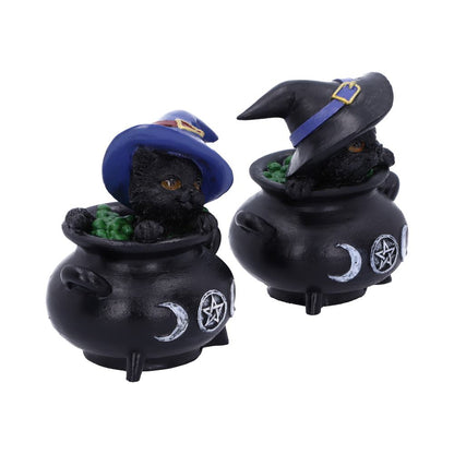 Hubble and Bubble Witches Familiar Black Cat Cauldron Figurines 8cm 3