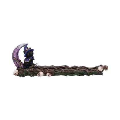 Grimalkin Witches Familiar Black Cat and Crescent Moon Incense Burner 29cm 1