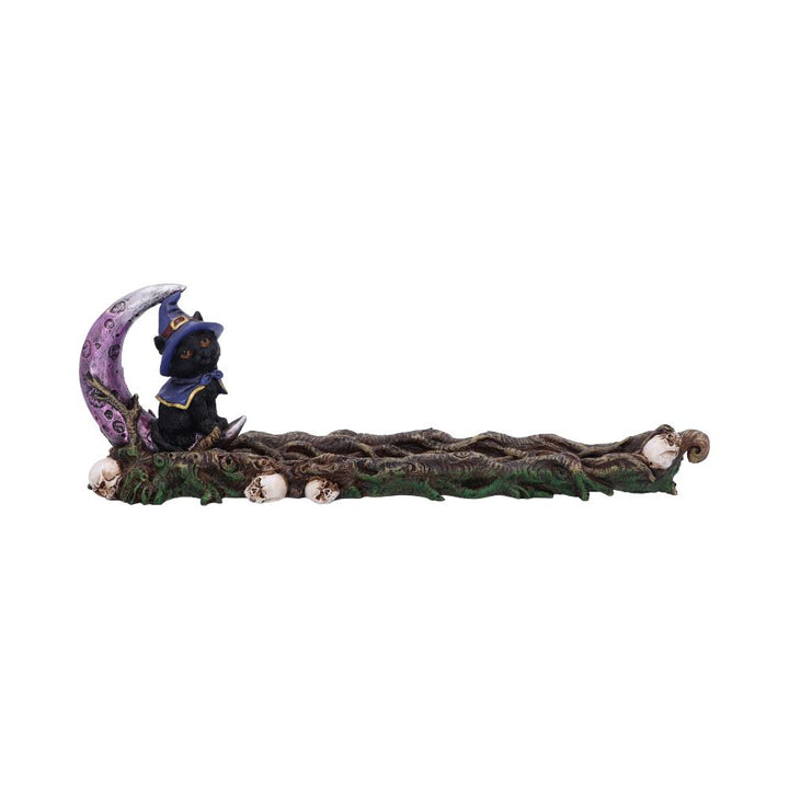 Grimalkin Witches Familiar Black Cat and Crescent Moon Incense Burner 29cm