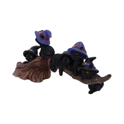 Purrfect Broomstick Witches Familiar Black Cats and Figurine 27.5cm 2