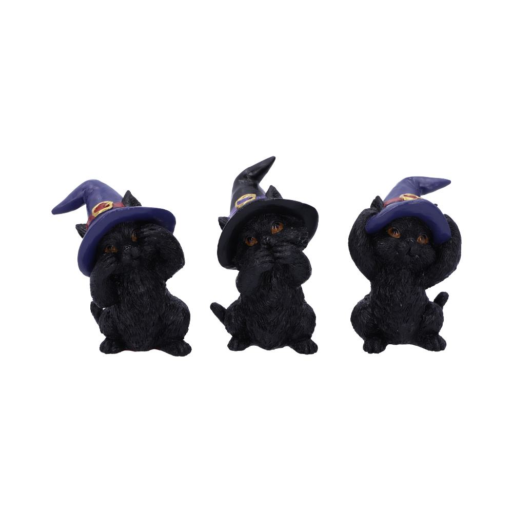 Three Wise Familiars See No Hear Speak Evil Black Cats Figurine 9.2cm 1