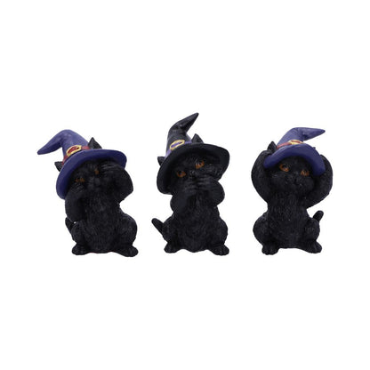 Three Wise Familiars See No Hear Speak Evil Black Cats Figurine 9.2cm 1