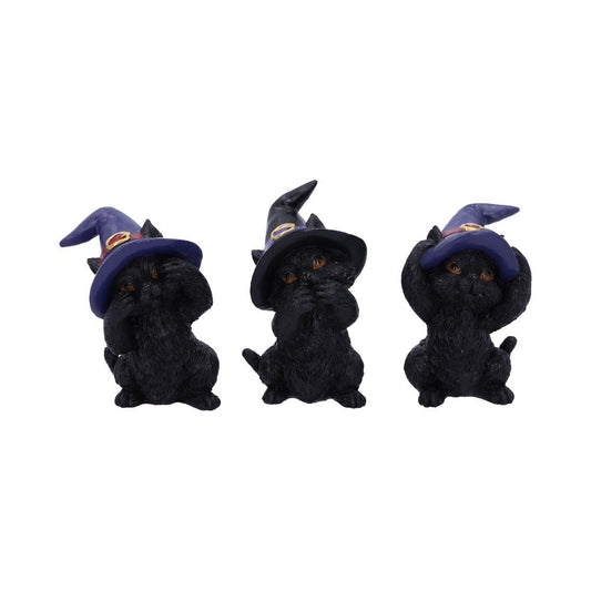 Three Wise Familiars See No Hear Speak Evil Black Cats Figurine 9.2cm 1