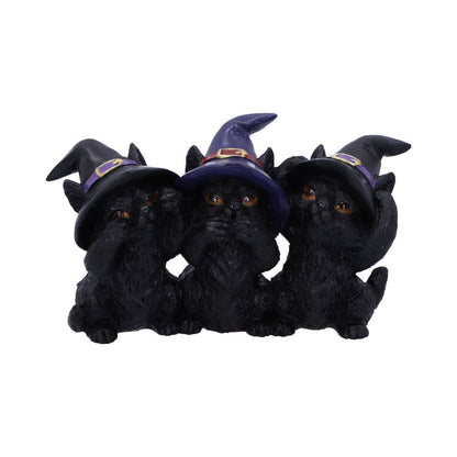 Three Wise Black Cats See No Hear Speak Evil Familiar Figurine 11.5cm 1