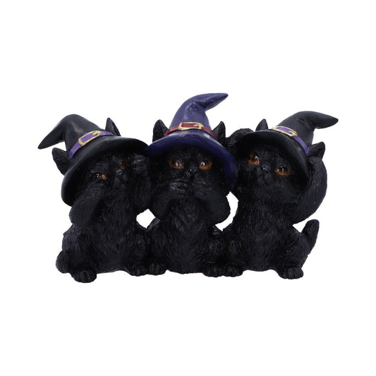 Three Wise Black Cats See No Hear Speak Evil Familiar Figurine 11.5cm 1