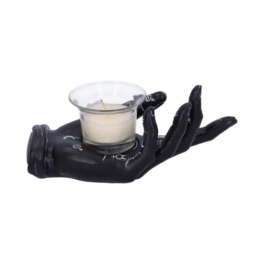 Palmists Prediction Black Chiromancy Hand Candle Holder 18.3cm 1