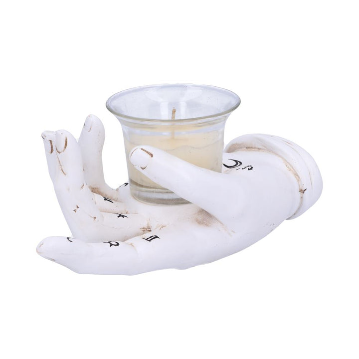 Palmists Prediction White Chiromancy Hand Candle Holder 18.3cm 2