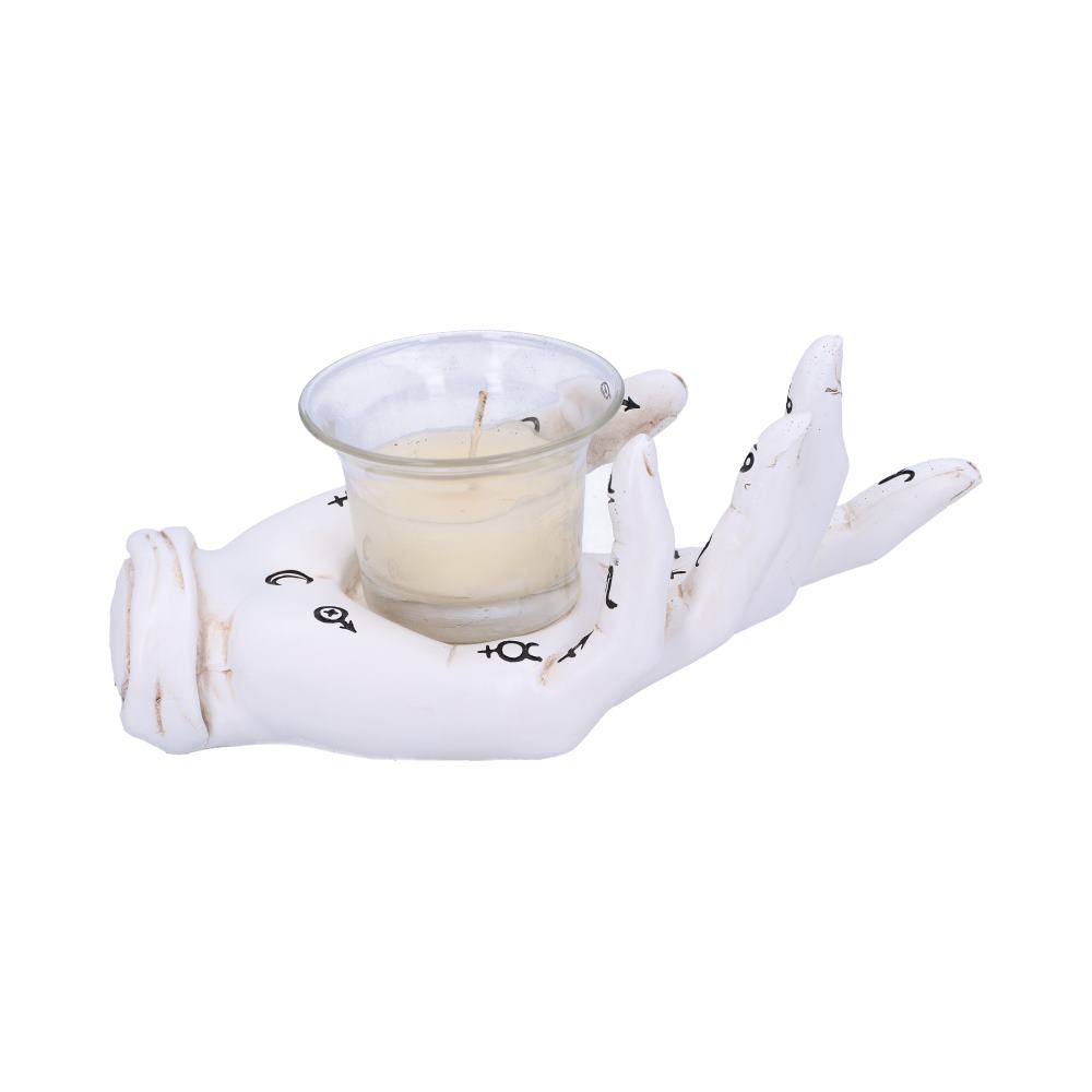 Palmists Prediction White Chiromancy Hand Candle Holder 18.3cm 3