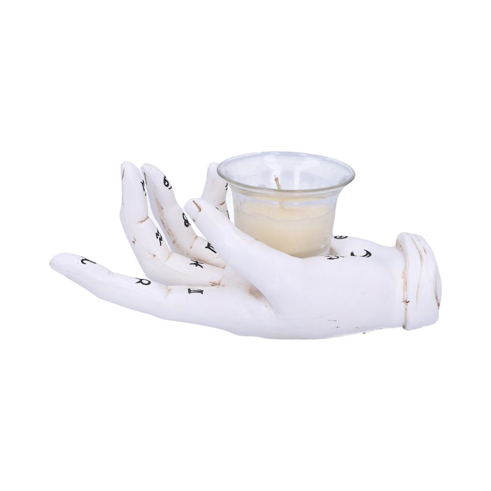 Palmists Prediction White Chiromancy Hand Candle Holder 18.3cm 4