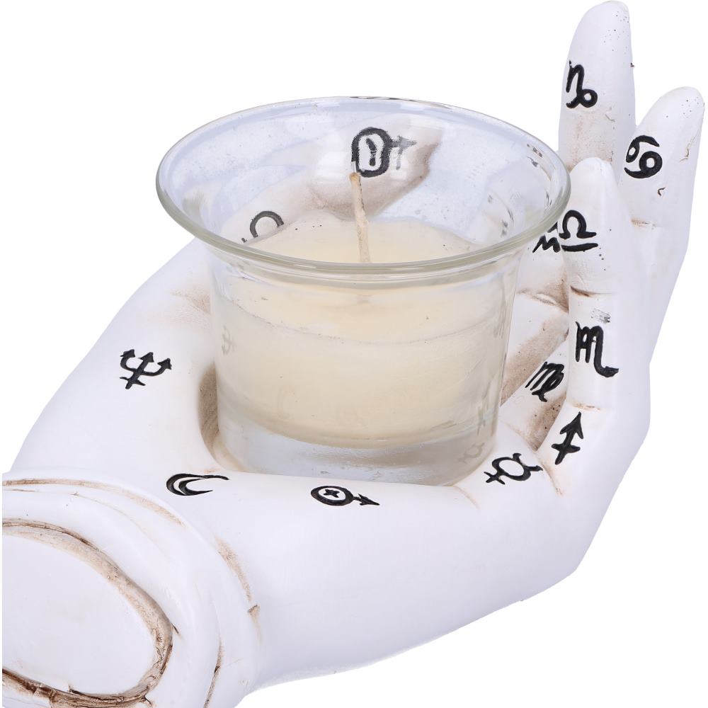 Palmists Prediction White Chiromancy Hand Candle Holder 18.3cm 5