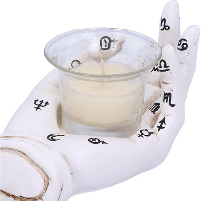 Palmists Prediction White Chiromancy Hand Candle Holder 18.3cm 5