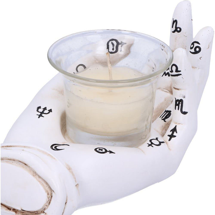 Palmists Prediction White Chiromancy Hand Candle Holder 18.3cm 5