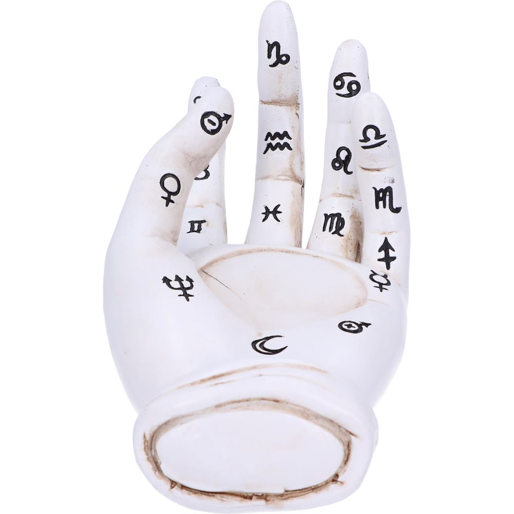 Palmists Prediction White Chiromancy Hand Candle Holder 18.3cm 6