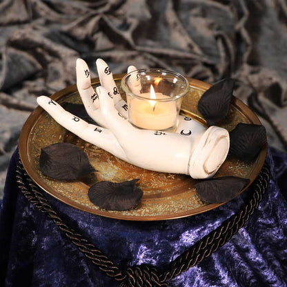 Palmists Prediction White Chiromancy Hand Candle Holder 18.3cm 7