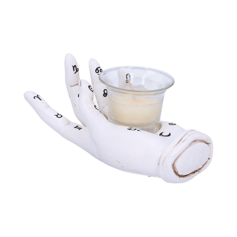 Palmists Prediction White Chiromancy Hand Candle Holder 18.3cm 1