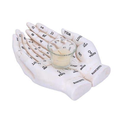 Palmists Guide White Chiromancy Hands Candle Holder 22.3cm 3
