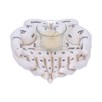 Palmists Guide White Chiromancy Hands Candle Holder 22.3cm 4