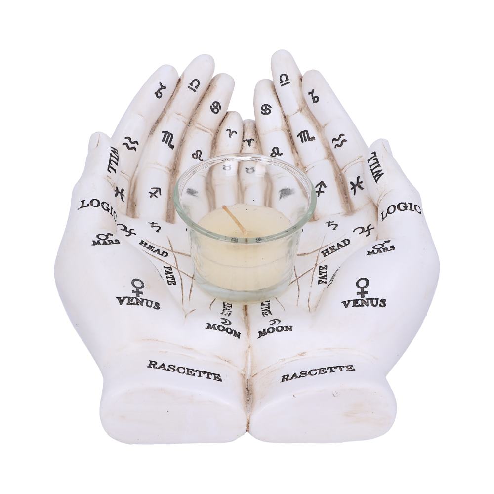 Palmists Guide White Chiromancy Hands Candle Holder 22.3cm 1