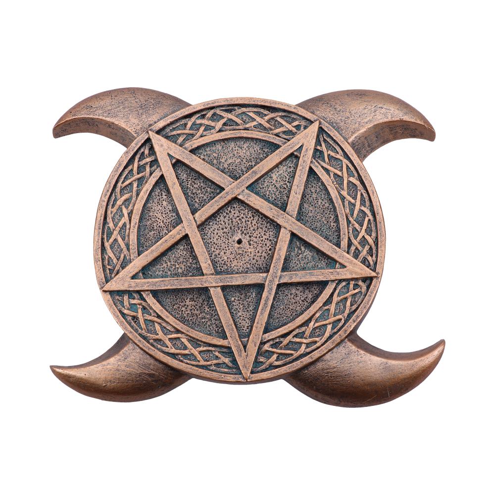 Bronze Triple Moon Pentacle Incense Burner 15.5cm 1