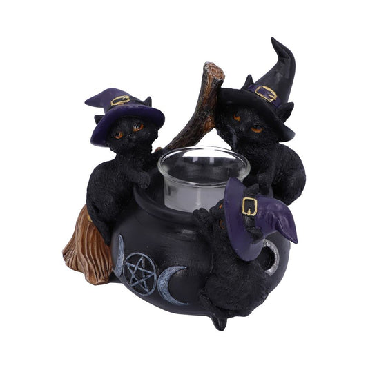 Familiar Cauldron Black Cat Candle Holder 12.5cm 2