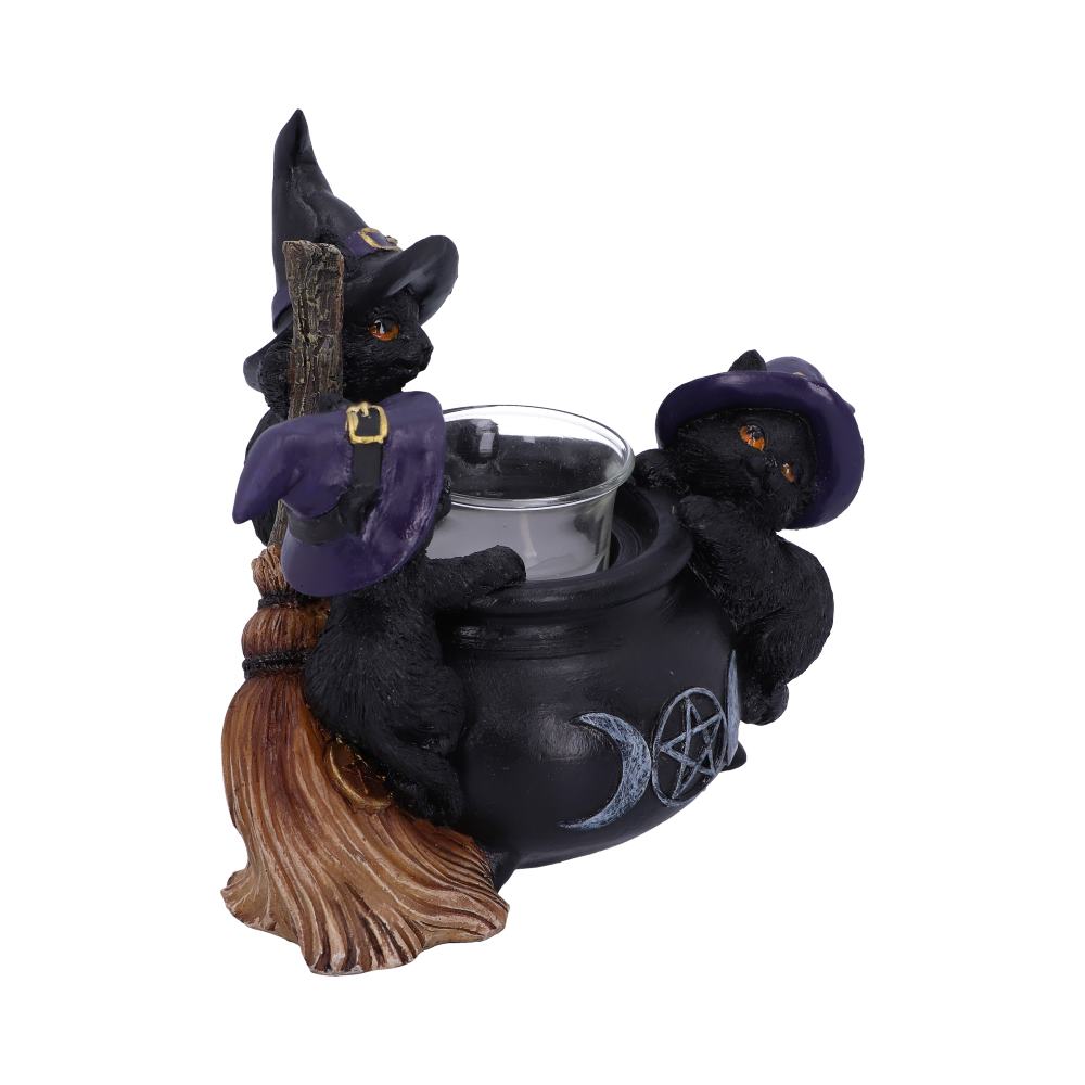 Familiar Cauldron Black Cat Candle Holder 12.5cm 4