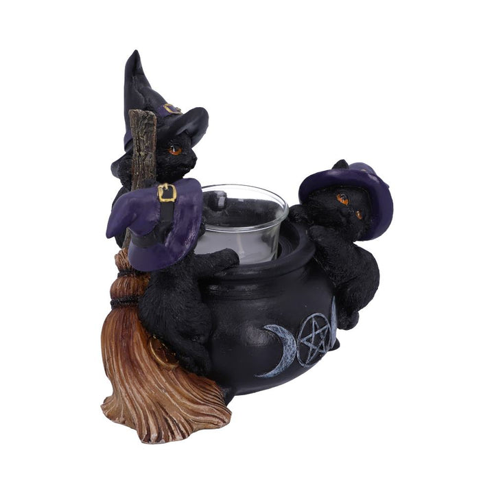 Familiar Cauldron Black Cat Candle Holder 12.5cm 4