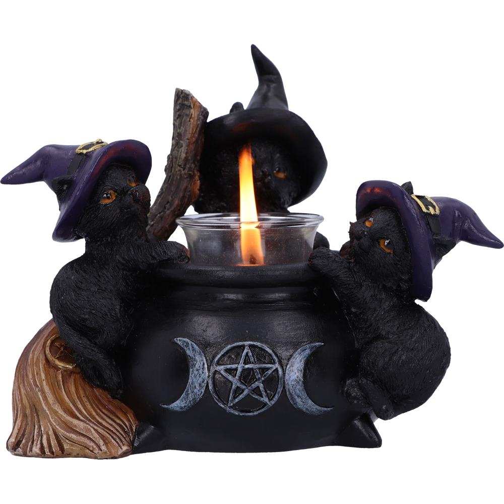 Familiar Cauldron Black Cat Candle Holder 12.5cm 6
