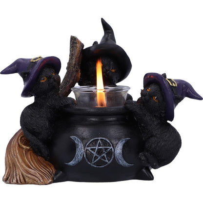 Familiar Cauldron Black Cat Candle Holder 12.5cm 6