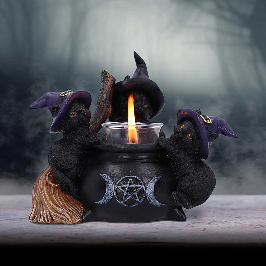 Familiar Cauldron Black Cat Candle Holder 12.5cm 7