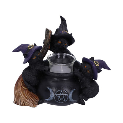 Familiar Cauldron Black Cat Candle Holder 12.5cm 1