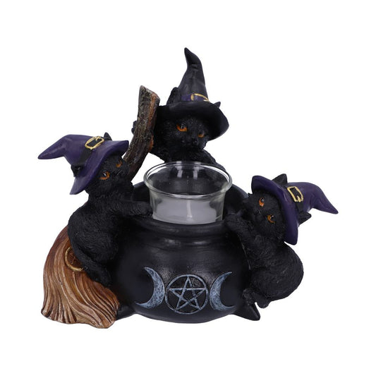 Familiar Cauldron Black Cat Candle Holder 12.5cm 1